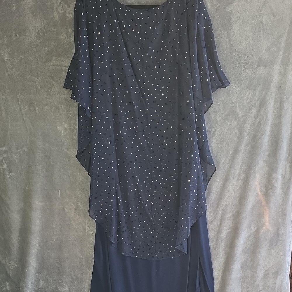 Glamour Navy Dress with Silver Accents - Picture 7 of 13